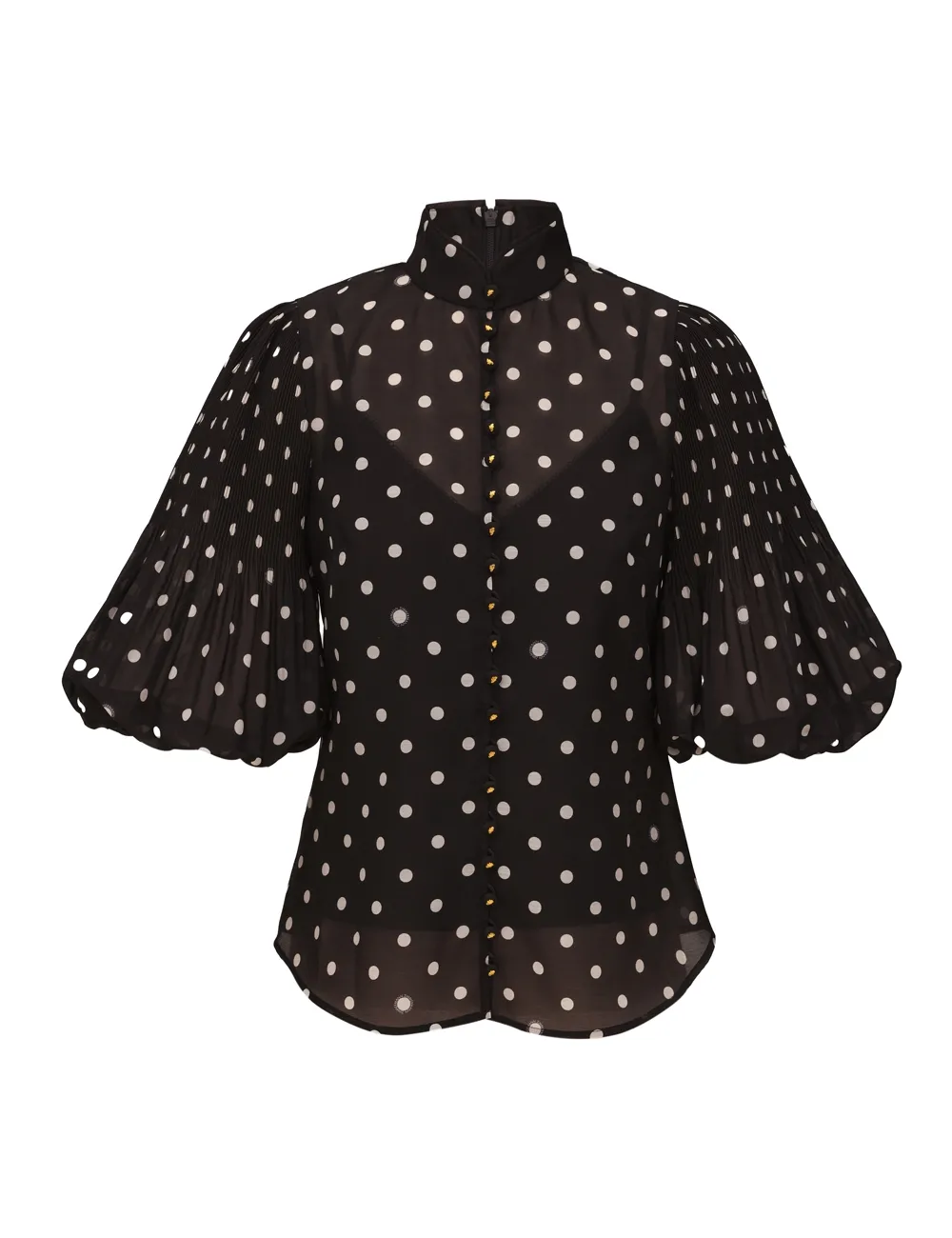 Pleated Button Blouse