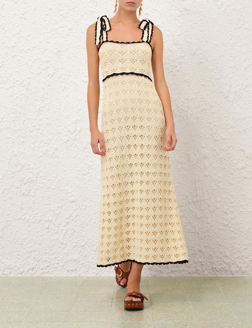 Aster Crochet Tie Midi Dress