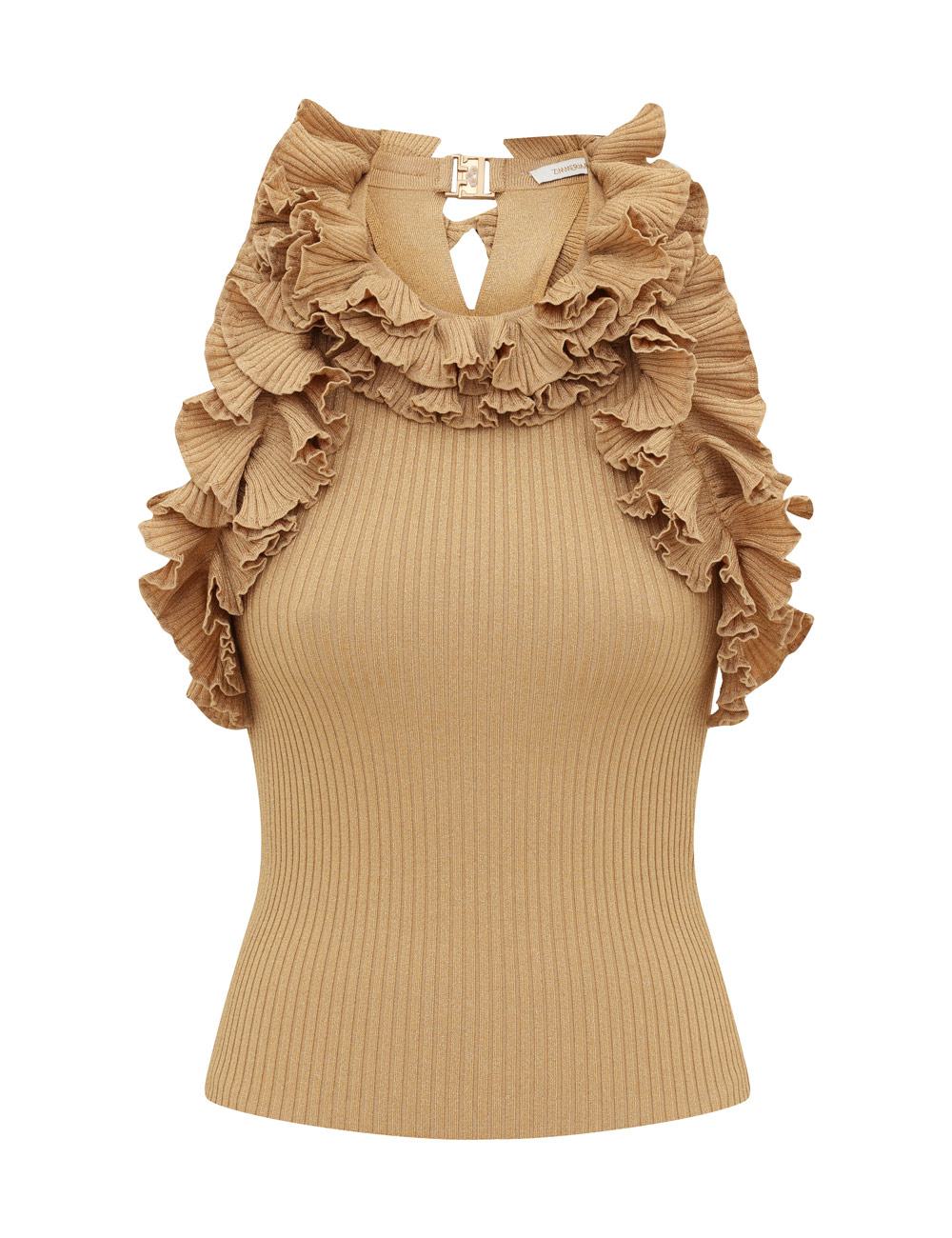 Luna Metallic Ruffle Tank