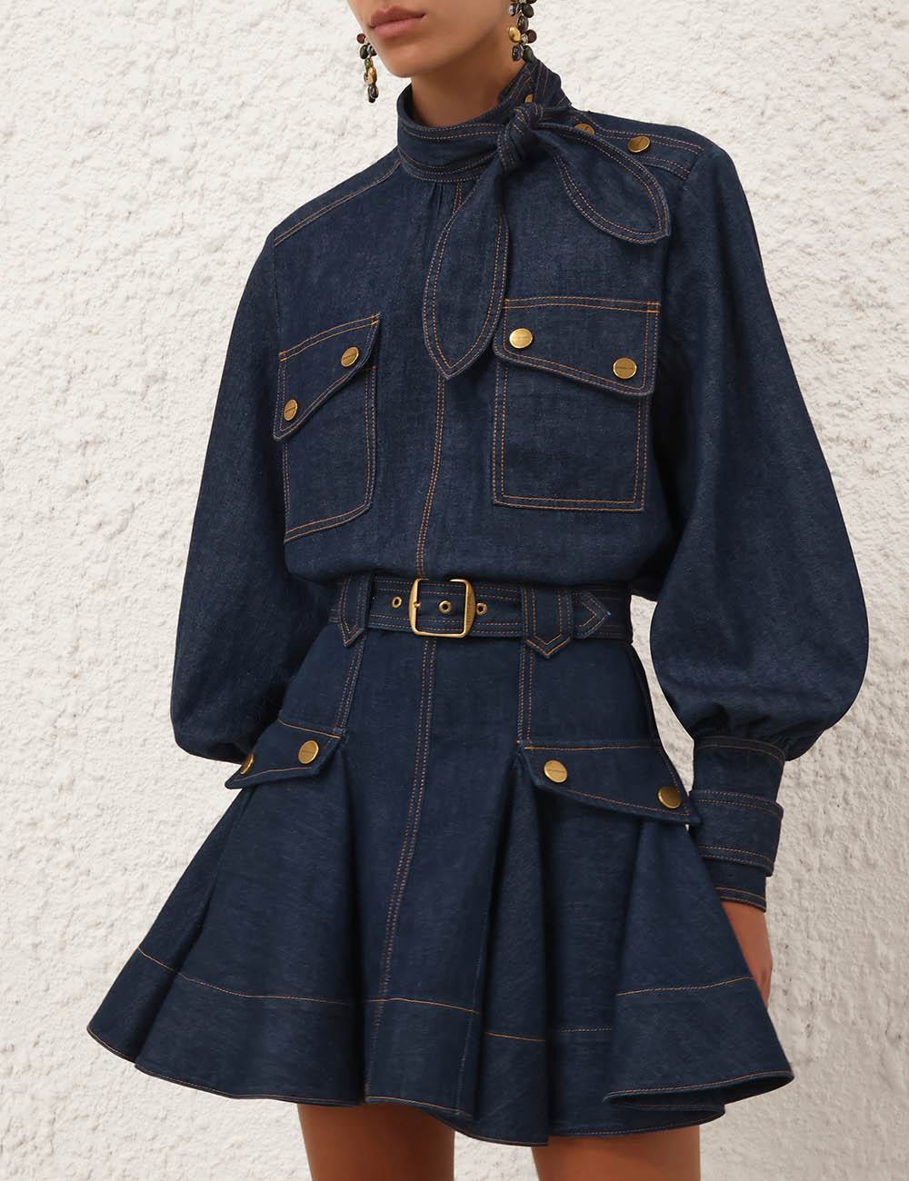 Denim Cargo Blouse