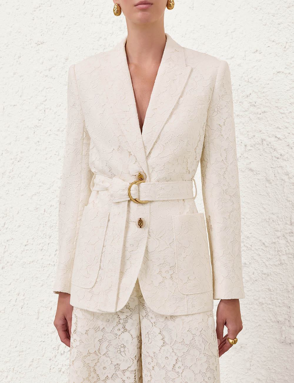 Luna Lace Belted Blazer