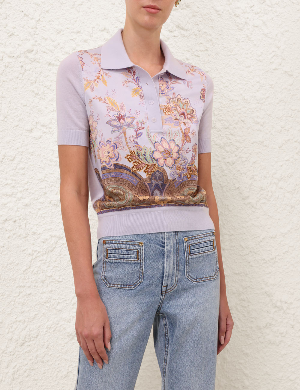 Luna Printed Silk Polo
