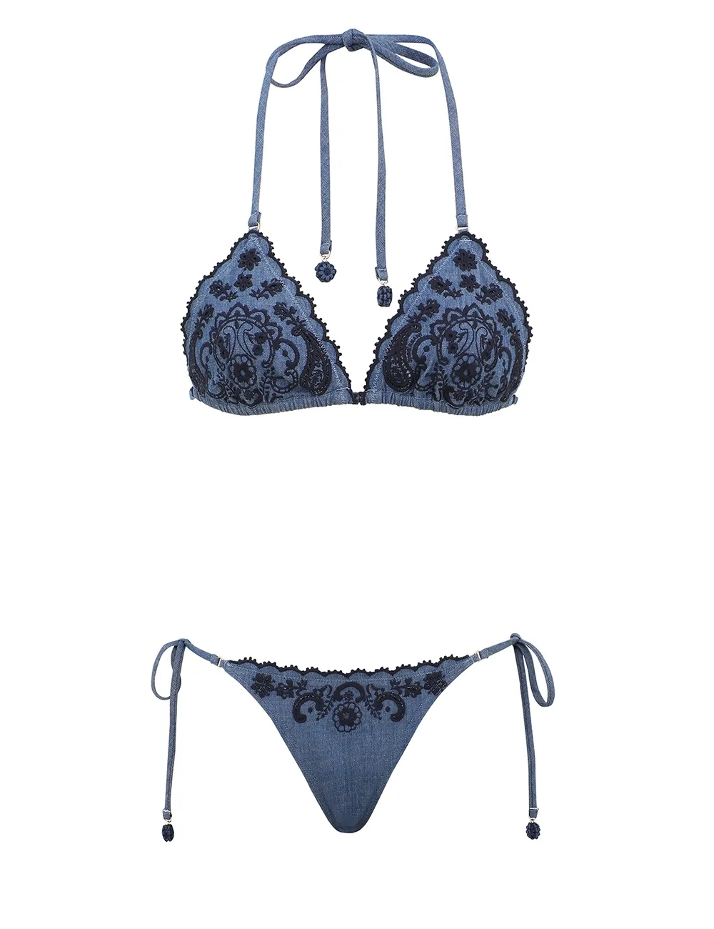 Aster Denim Embroidery Bikini