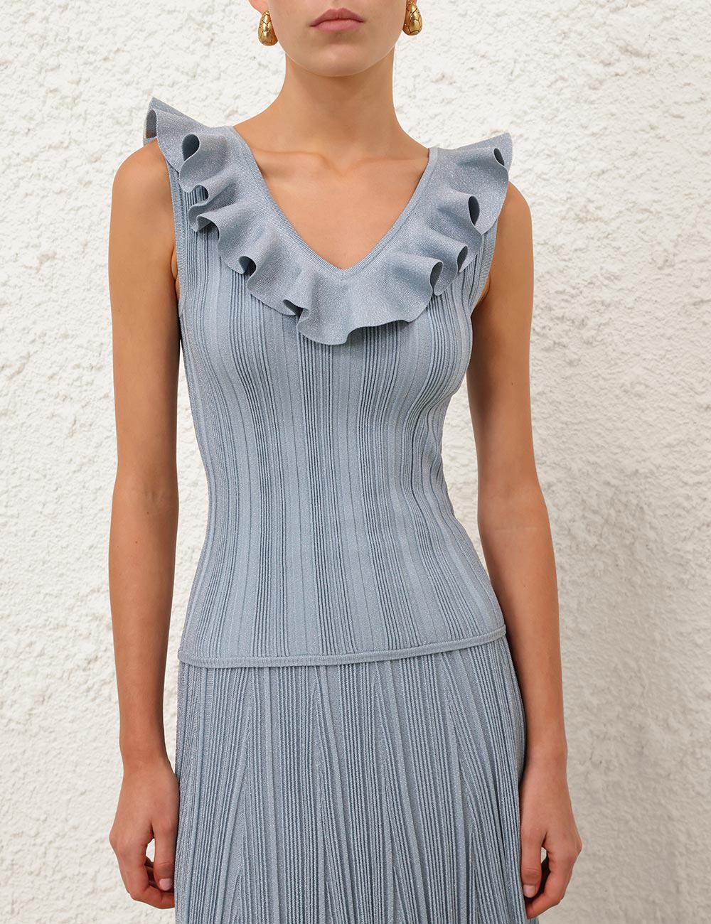 Aster Metallic Frill Top
