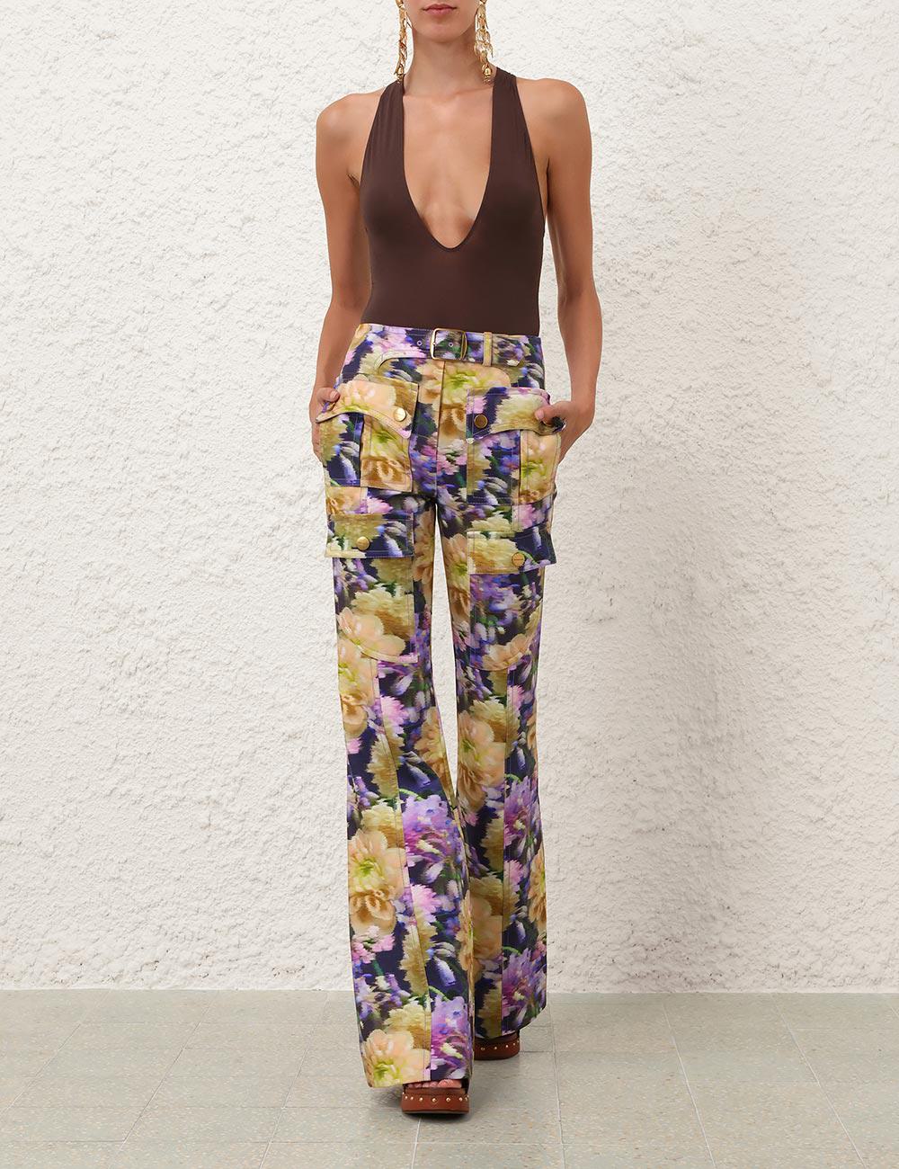 Luna Printed Drill Flare Pant