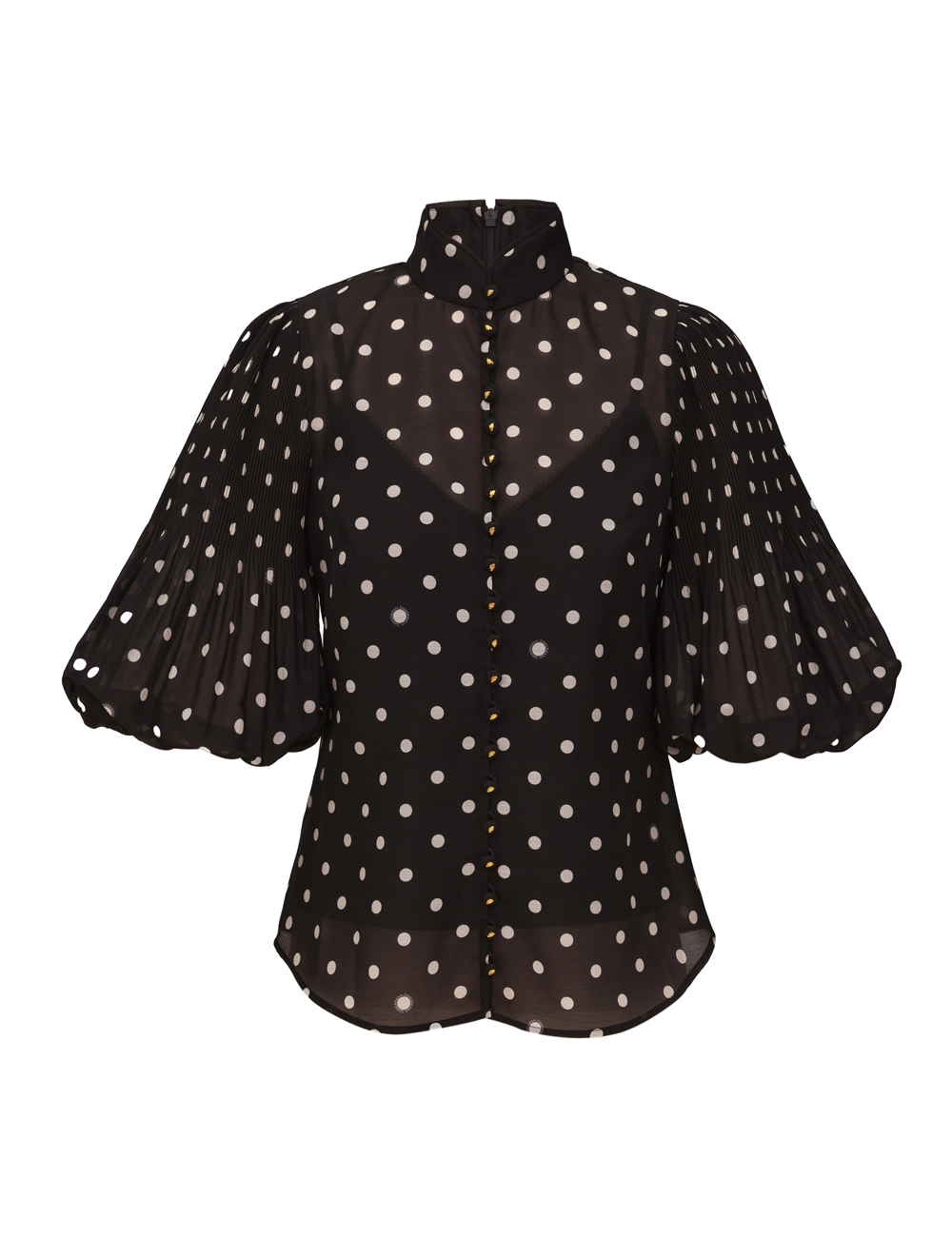 Pleated Button Blouse