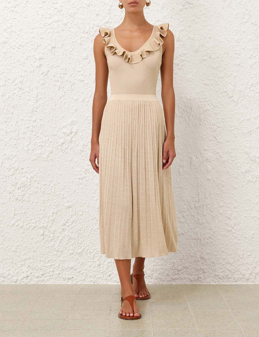 Indra Metallic Midi Skirt