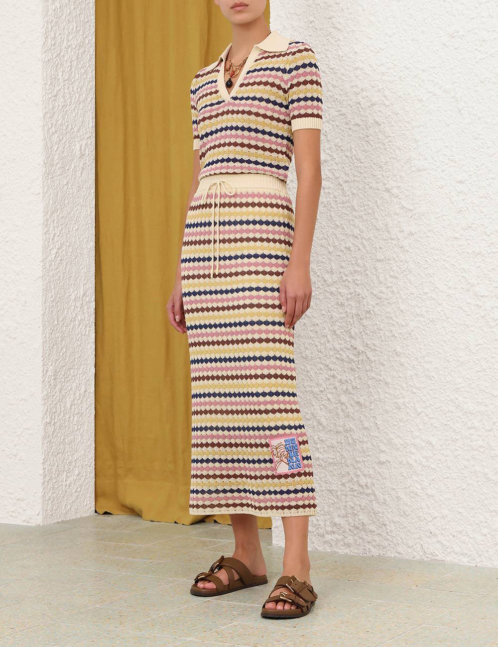 Awaken Scallop Knit Midi Skirt