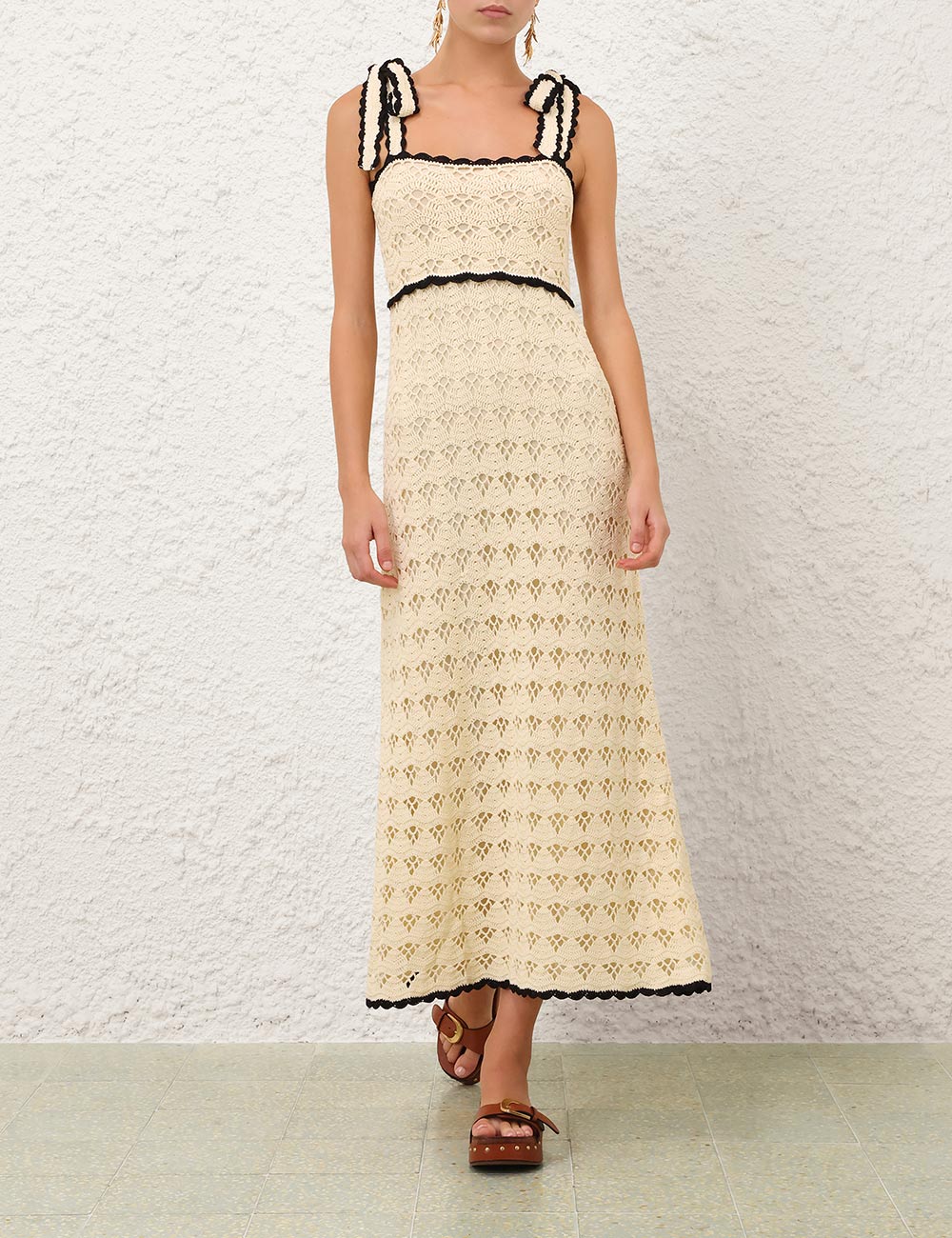 Aster Crochet Tie Midi Dress