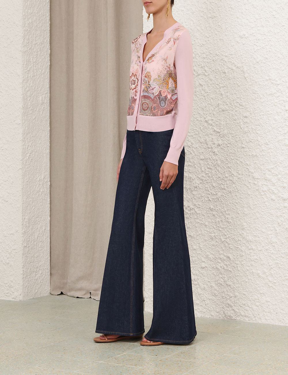 Luna Printed Silk Cardigan