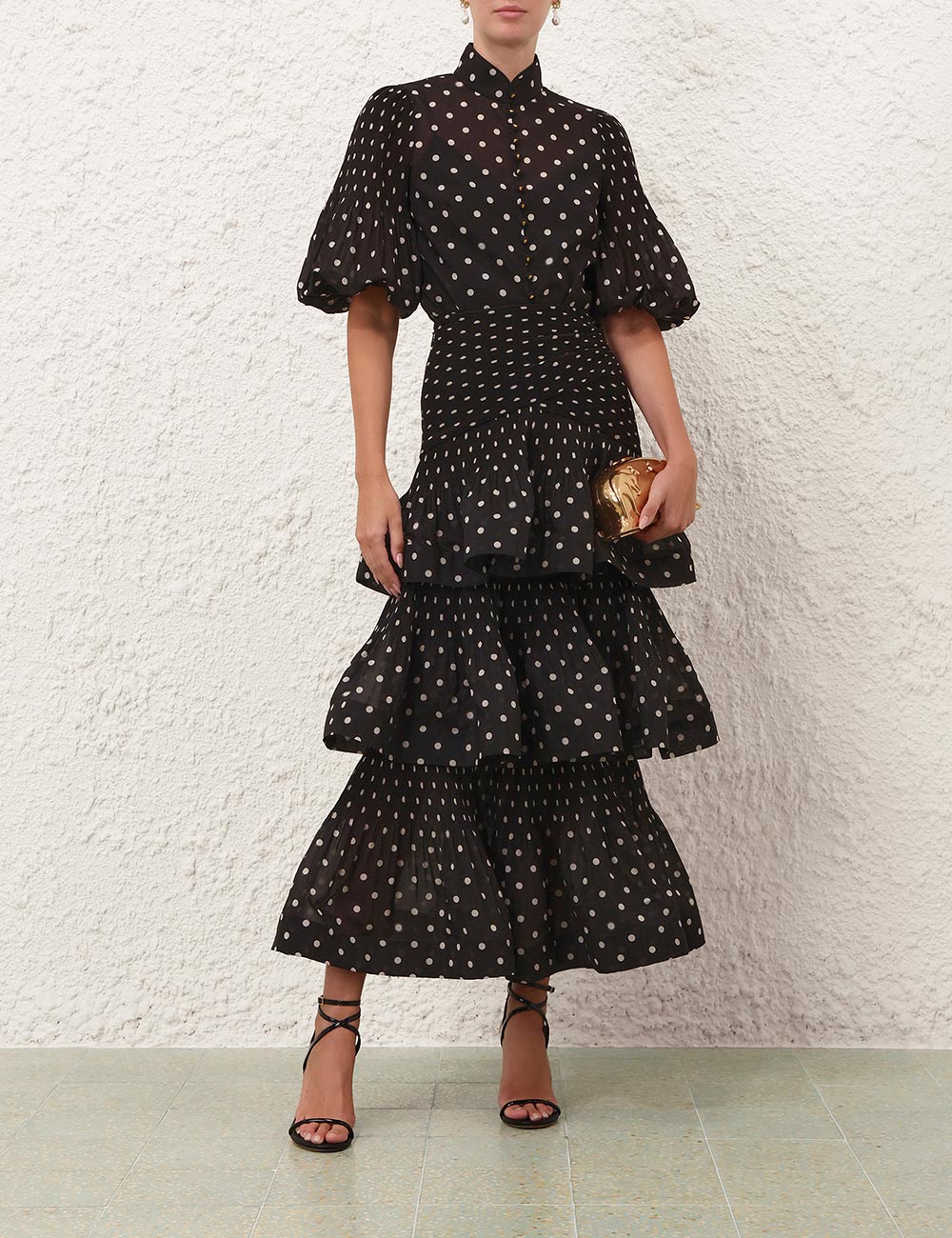Pleated Tiered Midi Skirt