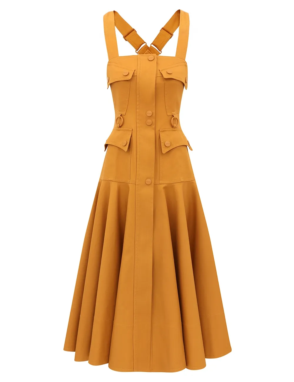 Luna Drill Utility Midi Dress
