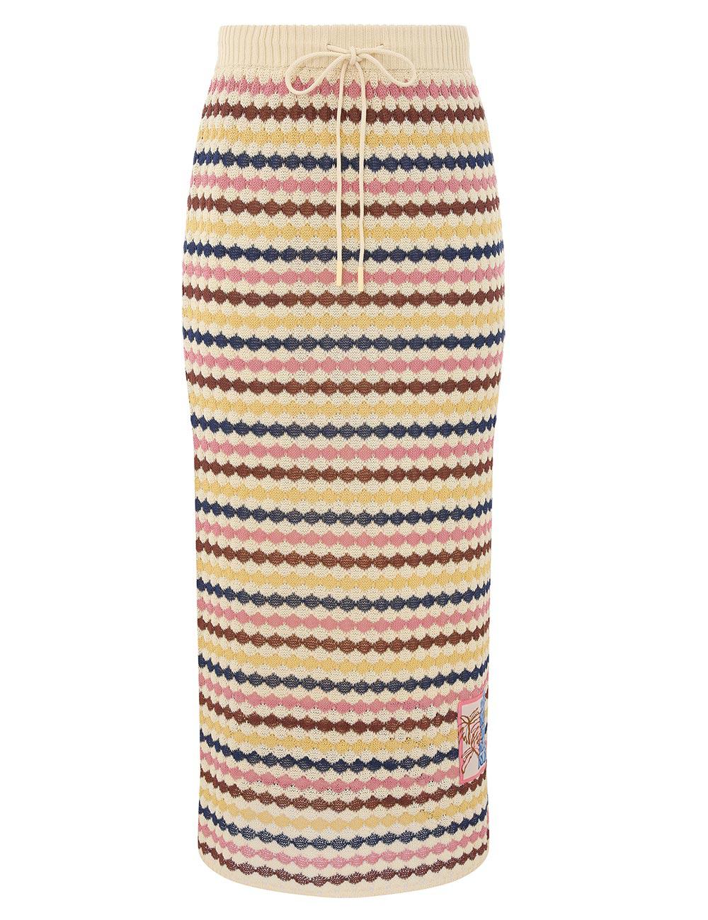 Awaken Scallop Knit Midi Skirt