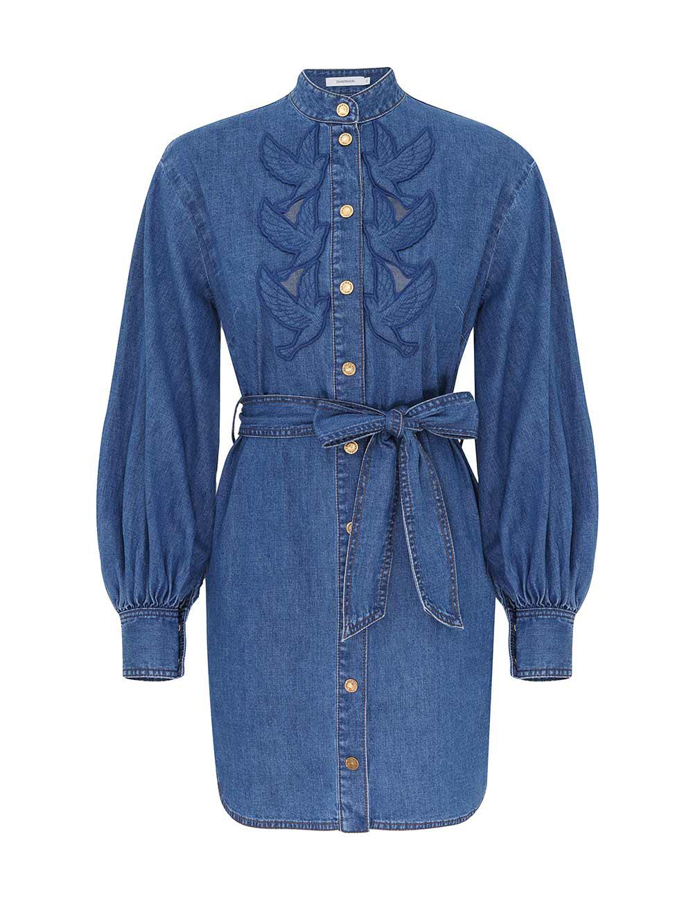 Denim Applique Mini Dress
