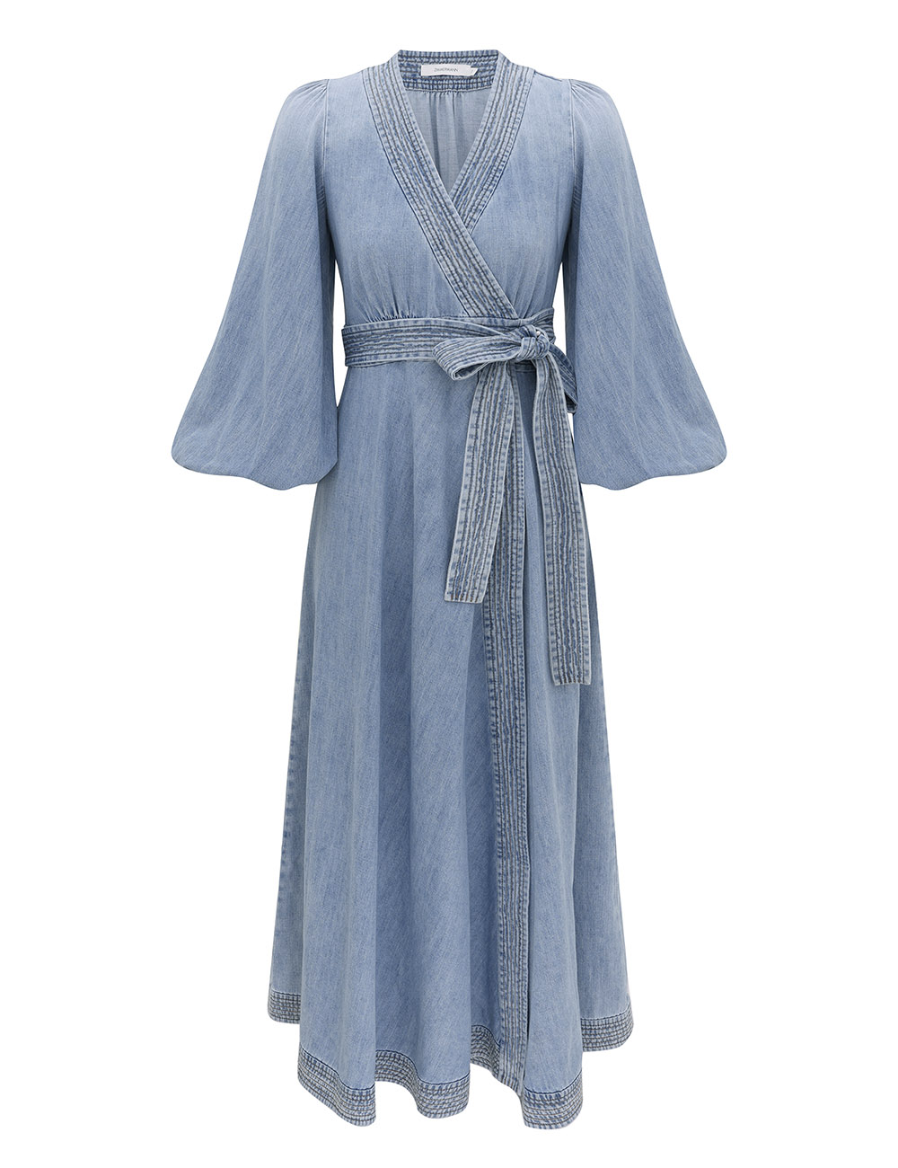 Indra Denim Wrap Midi Dress