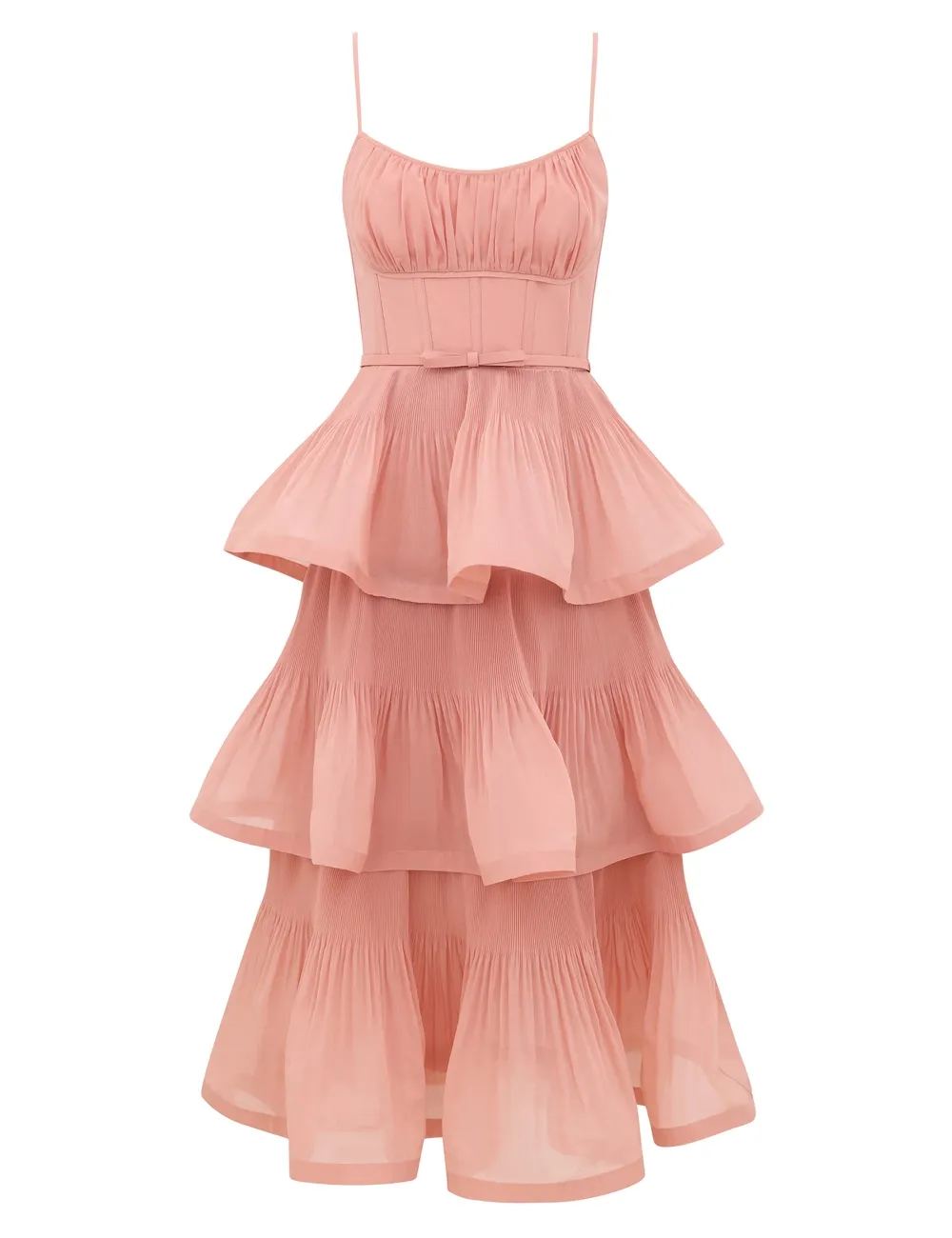 Pleated Tiered Midi Dress