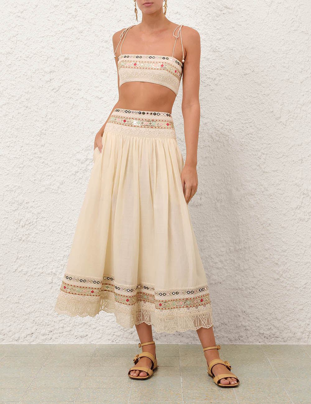 Aster Embellished Midi Skirt