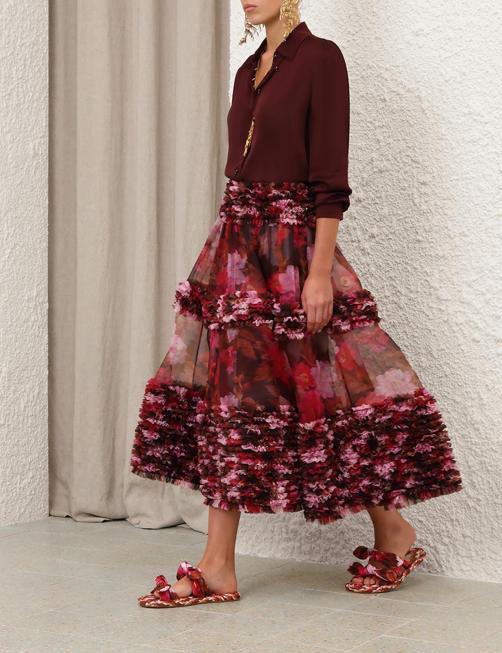 Luna Ruffle Midi Skirt