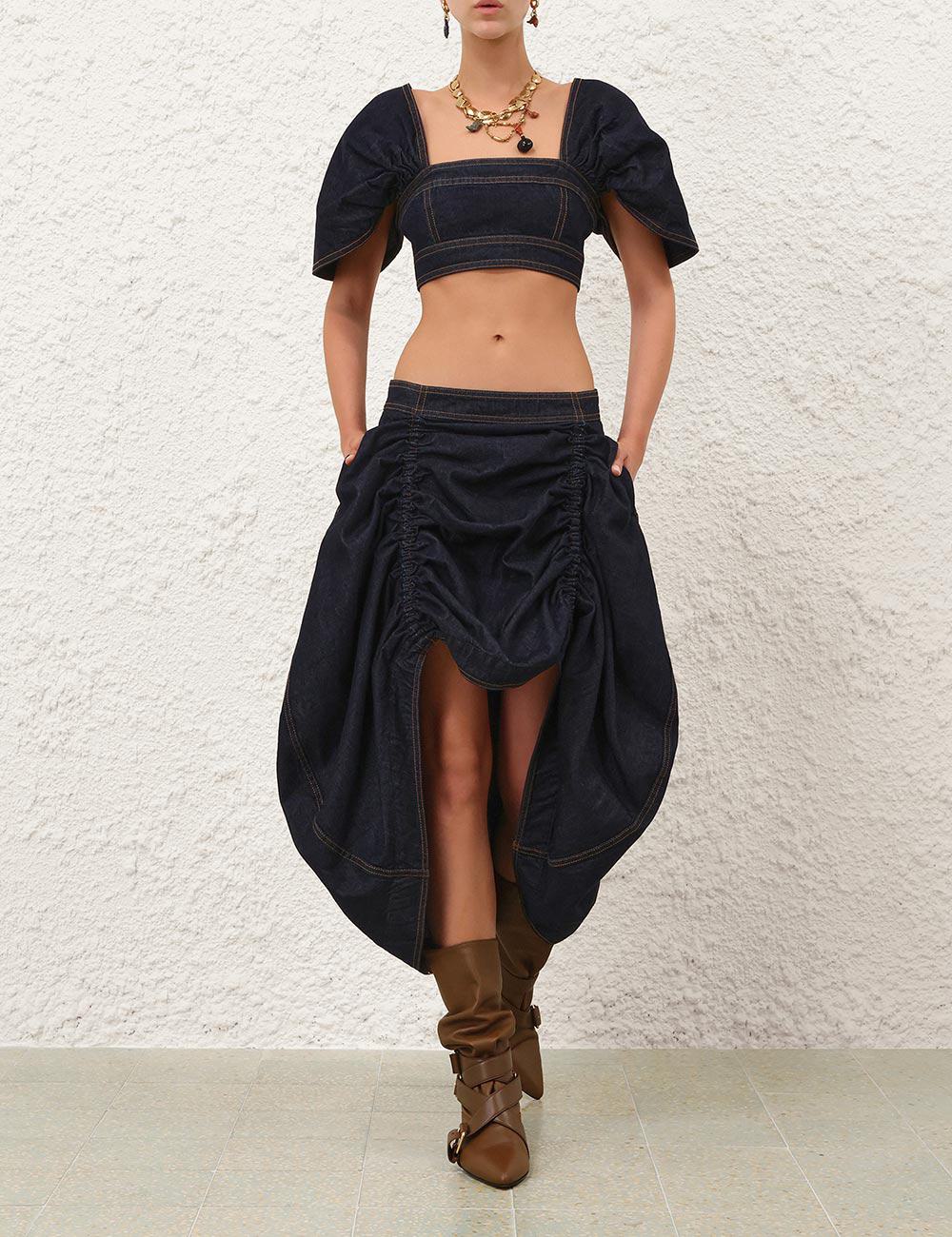 Rebellion Denim Midi Skirt