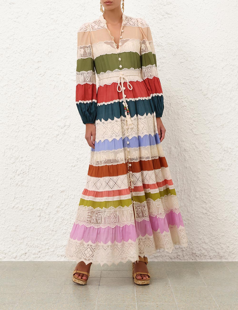 Indra Lace Stripe Maxi Dress