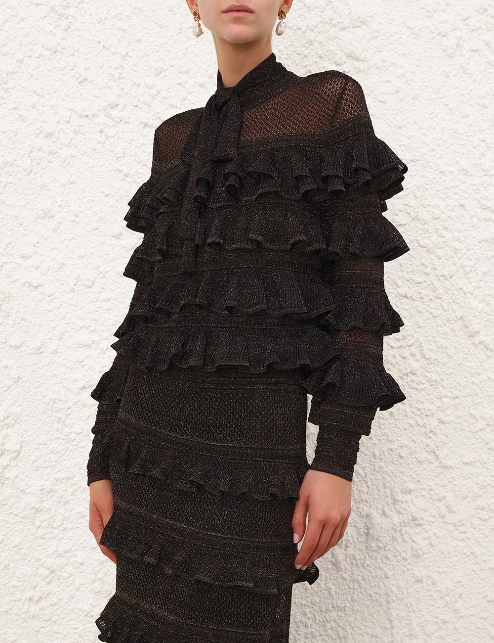 Rebellion Frill Tie Neck Top