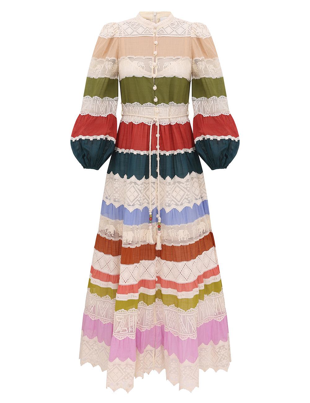Indra Lace Stripe Maxi Dress