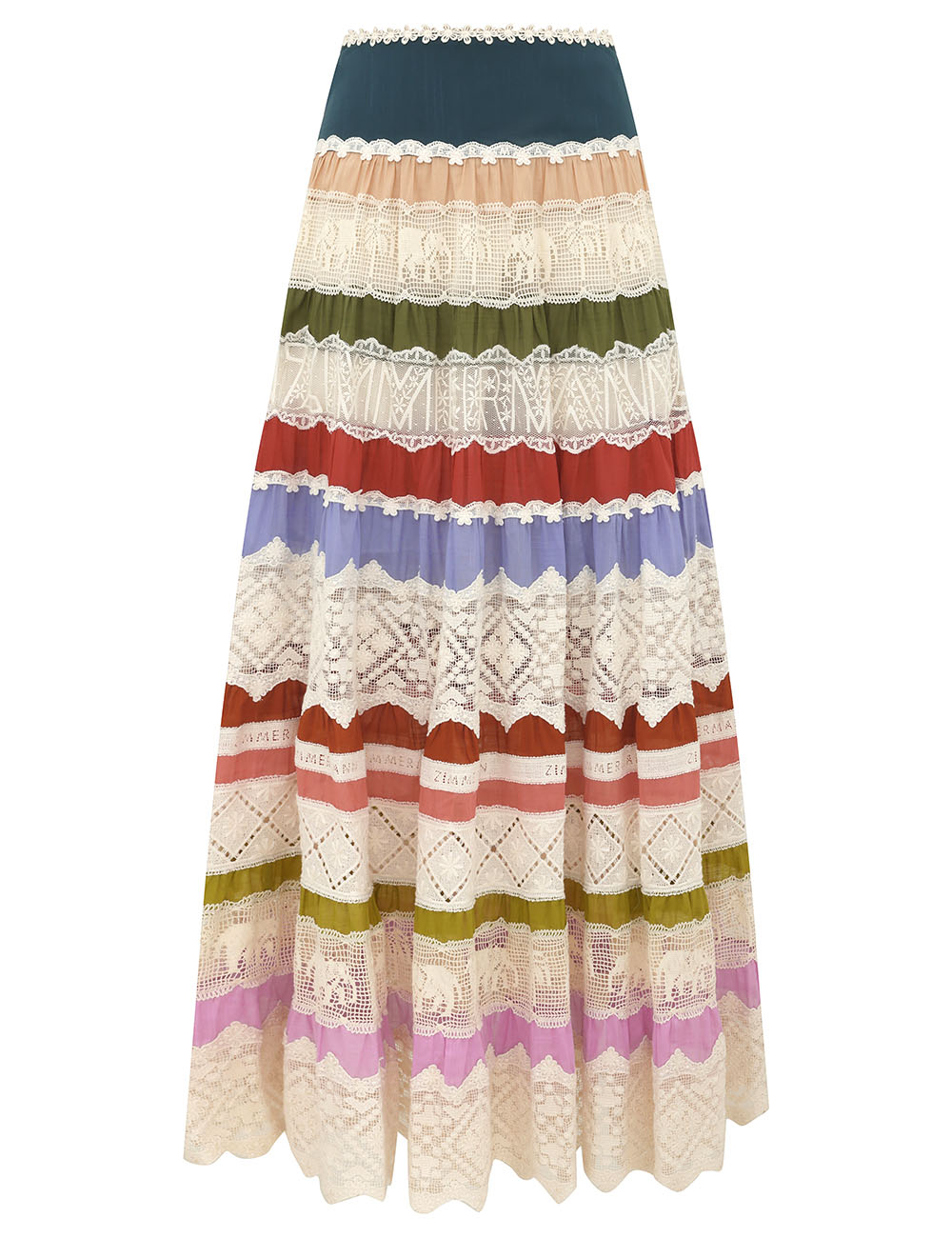 Indra Lace Stripe Midi Skirt