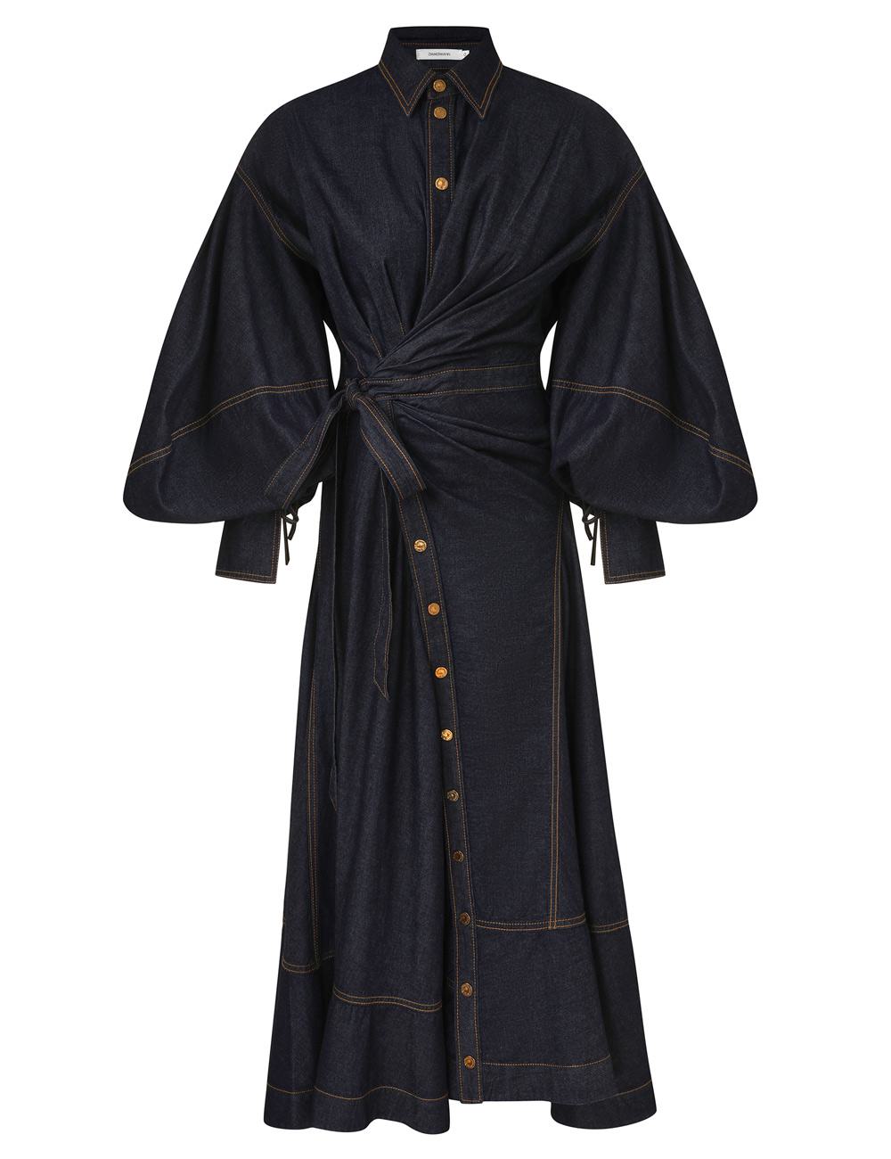 Denim Wrap Maxi Dress
