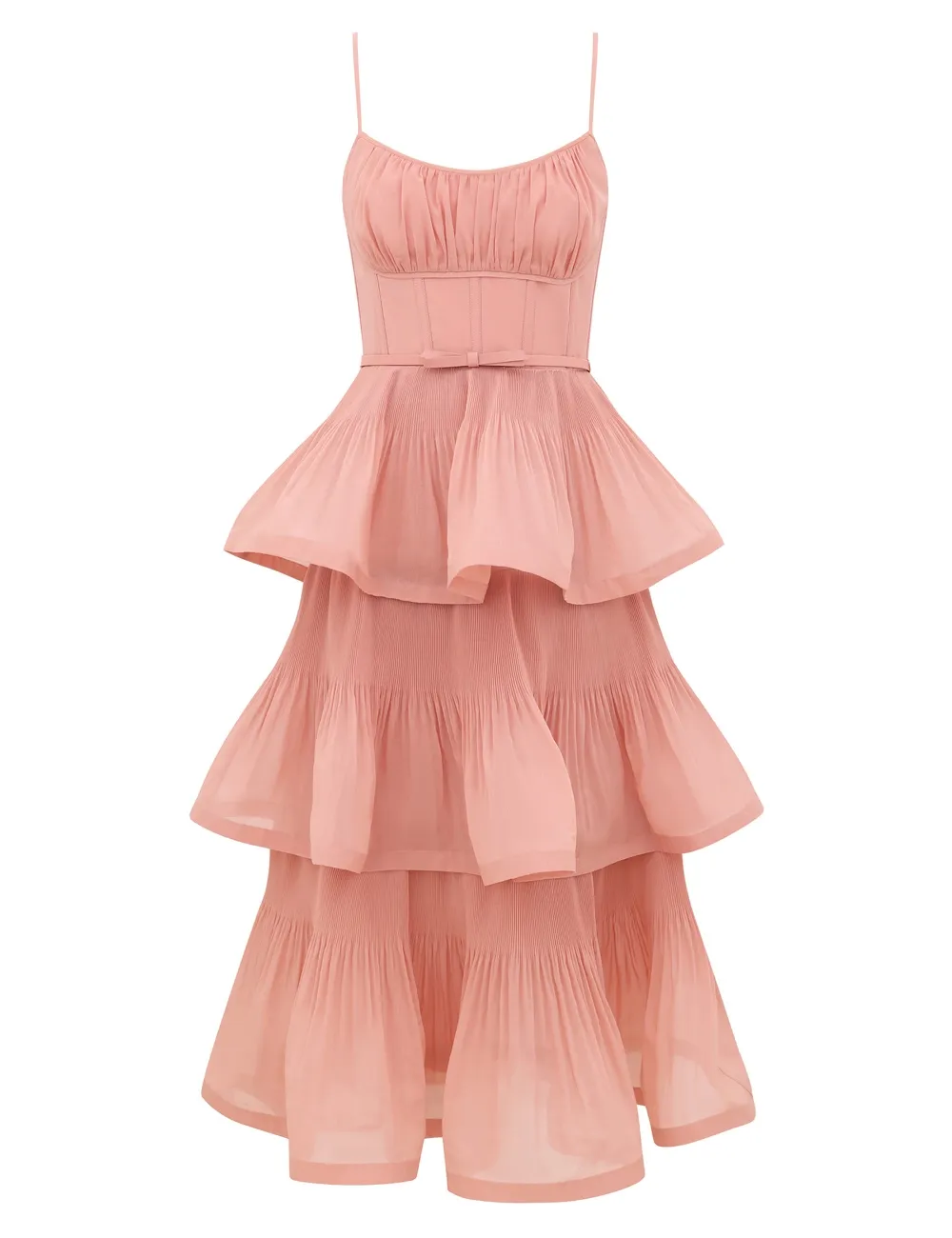Pleated Tiered Midi Dress