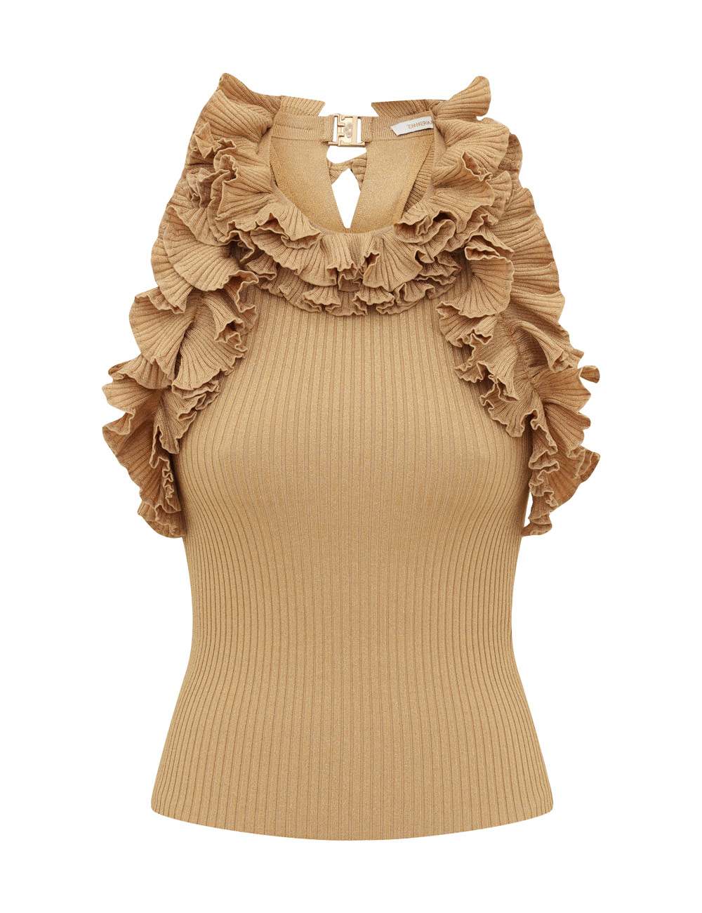 Luna Metallic Ruffle Tank