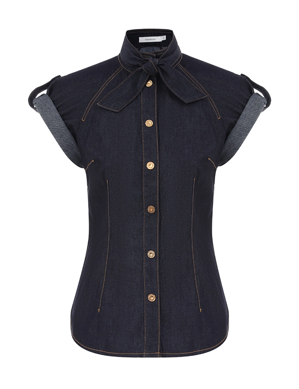 Denim Tie Neck Shirt
