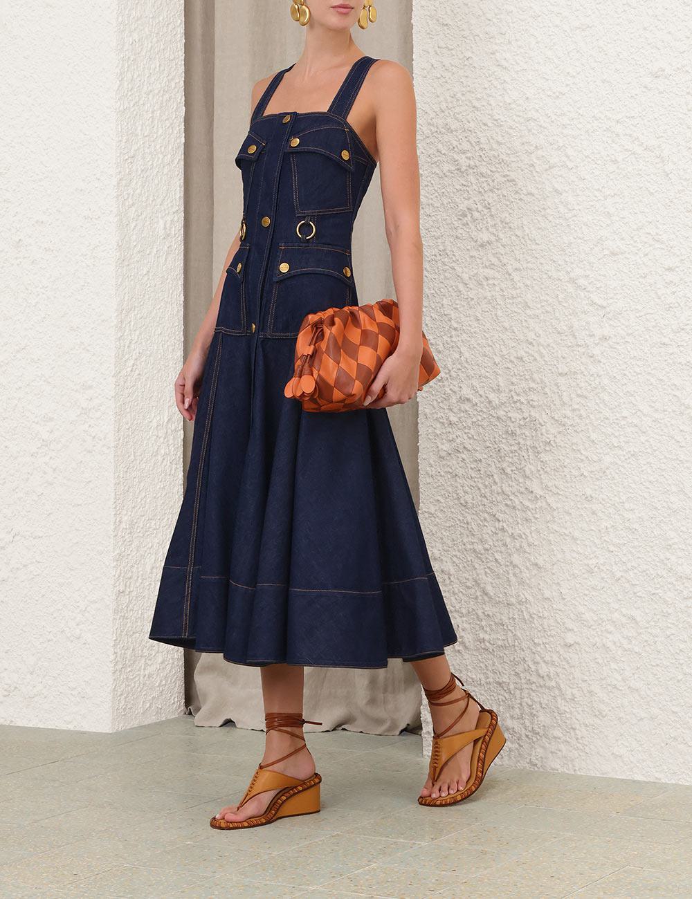 Luna Denim Utility Midi Dress