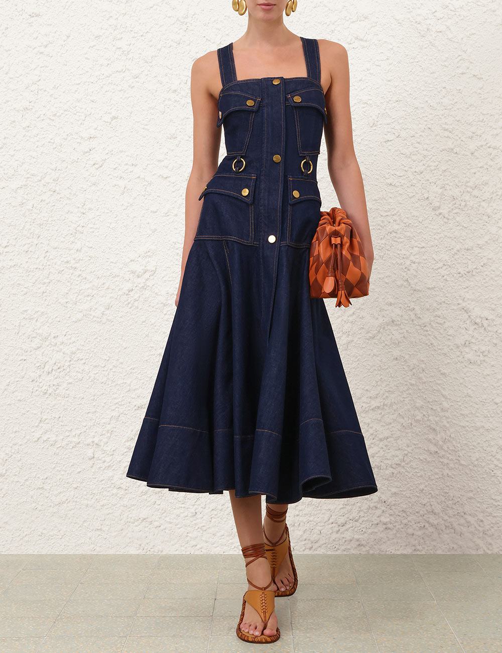 Luna Denim Utility Midi Dress