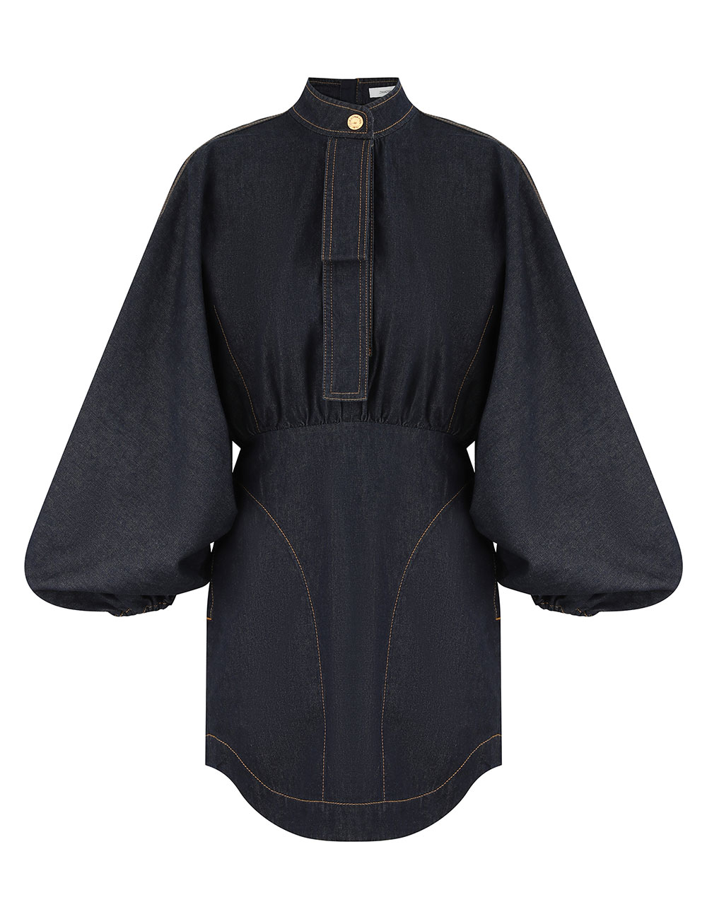Denim Gathered Mini Dress