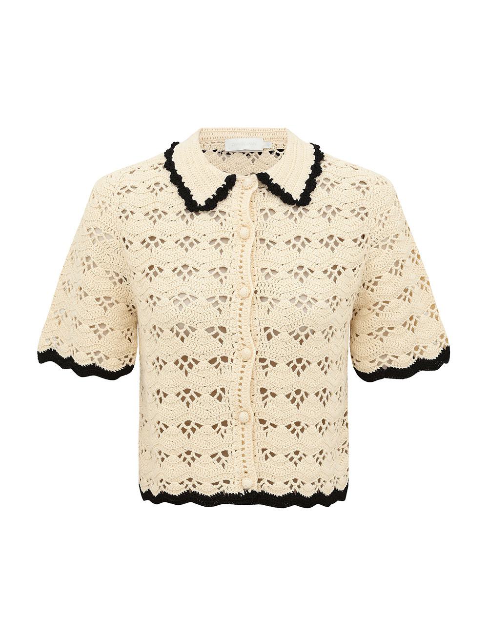 Aster Crochet Polo Top