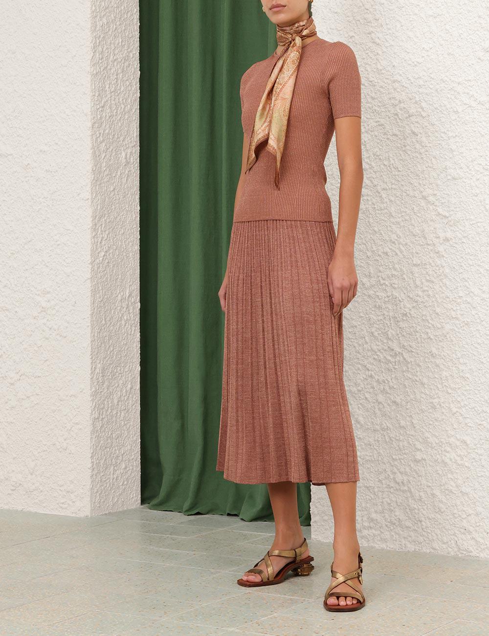 Wanderlust Metallic Midi Skirt