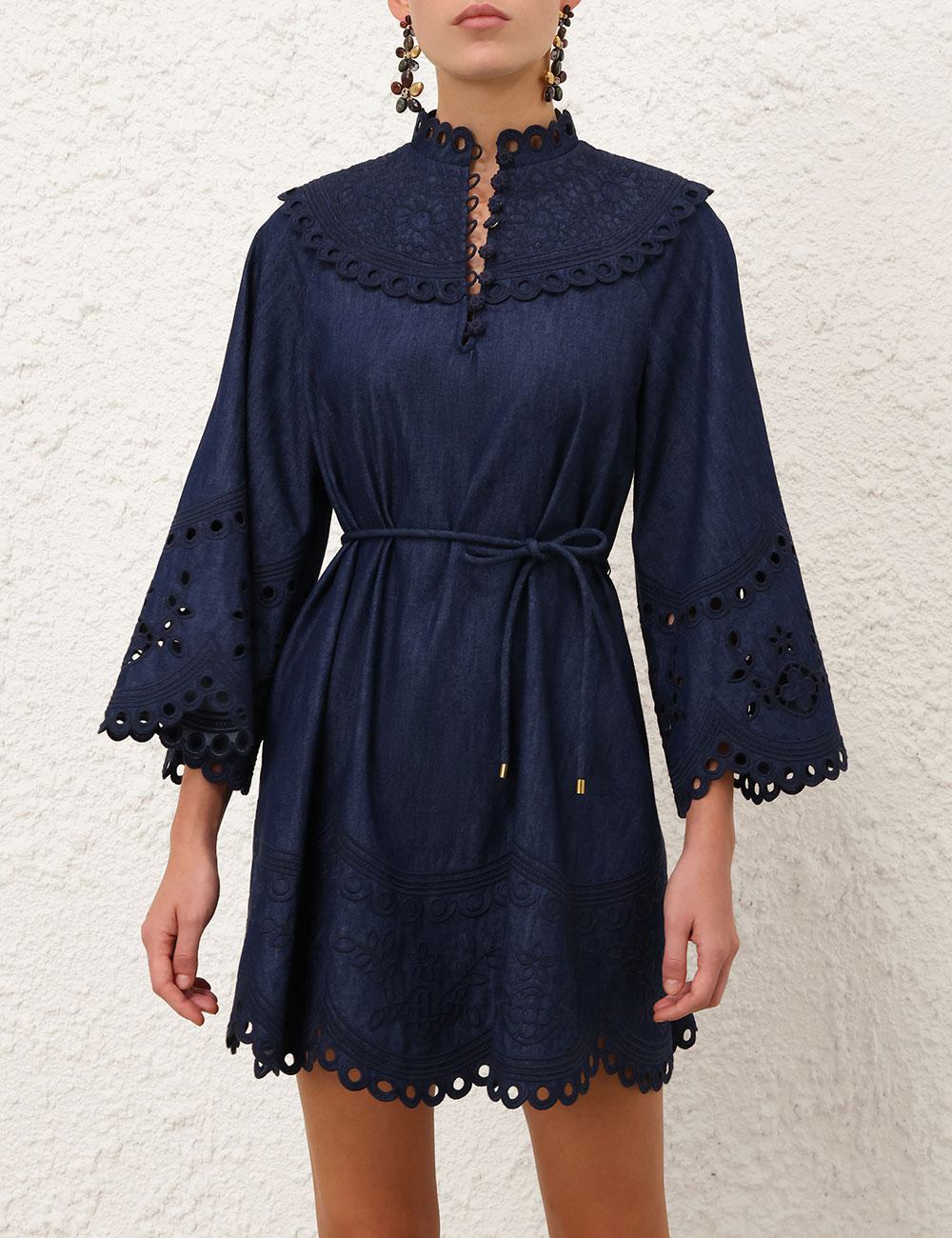 Mahon Broderie Denim Mini