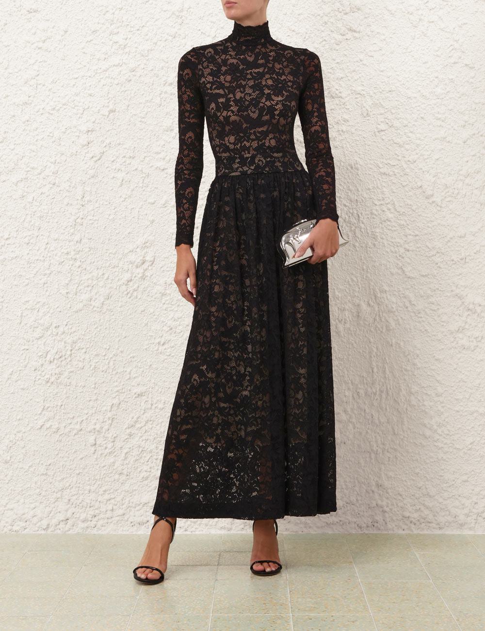 Lace Gathered Maxi Skirt