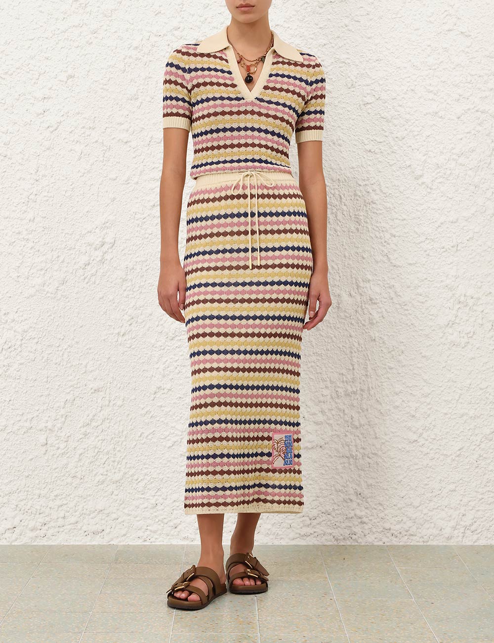 Awaken Scallop Knit Midi Skirt