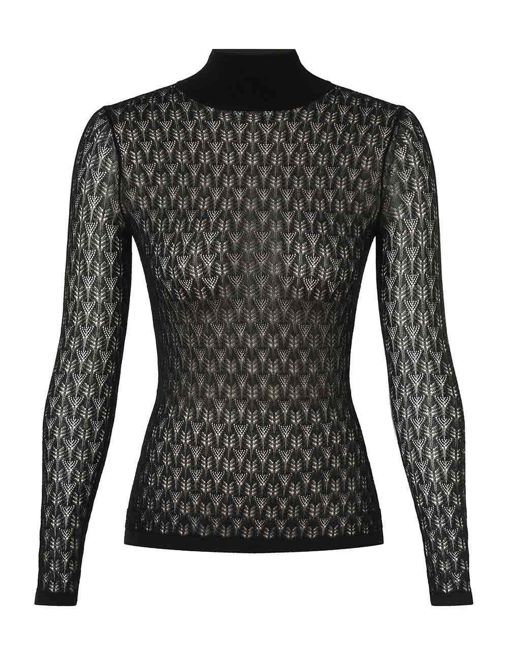 Lace Knit Turtleneck Sweater