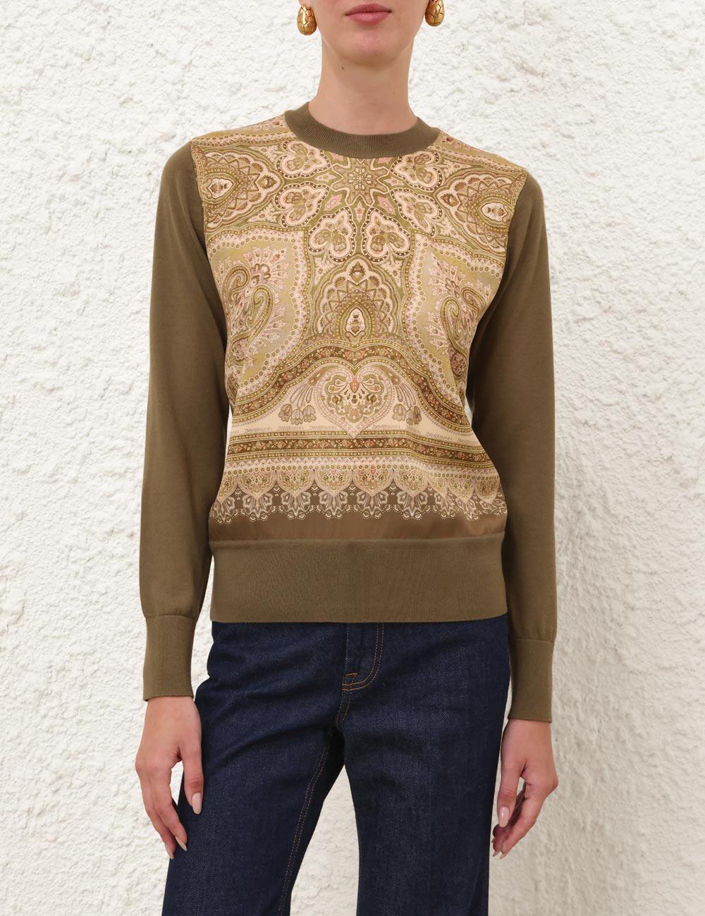 Luna Printed Silk Sweater