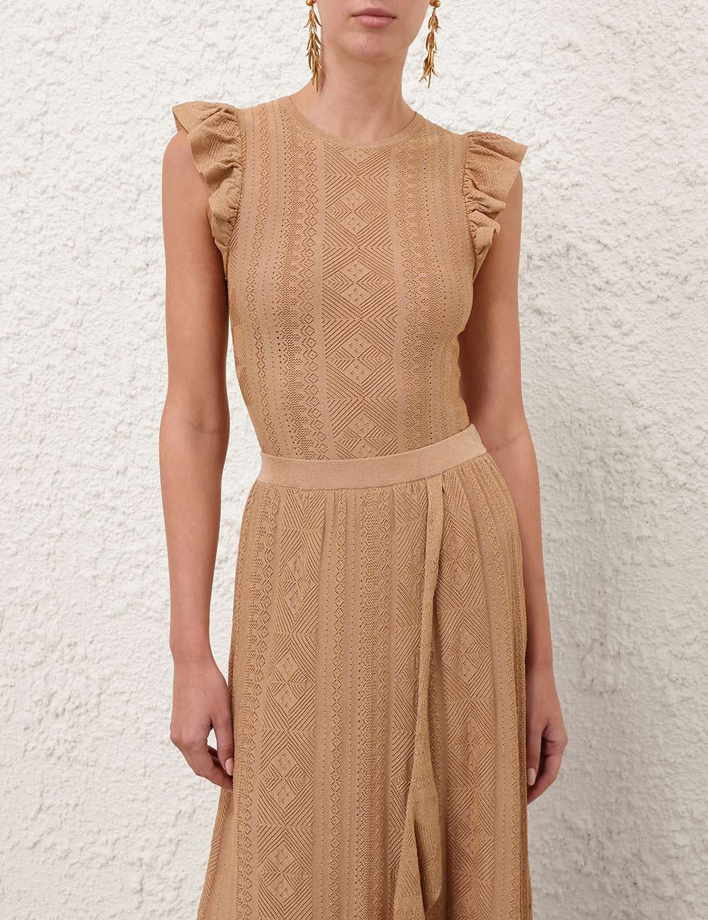 Aster Metallic Pointelle Tank