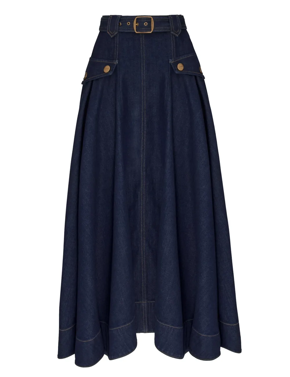 Denim Utility Midi Skirt