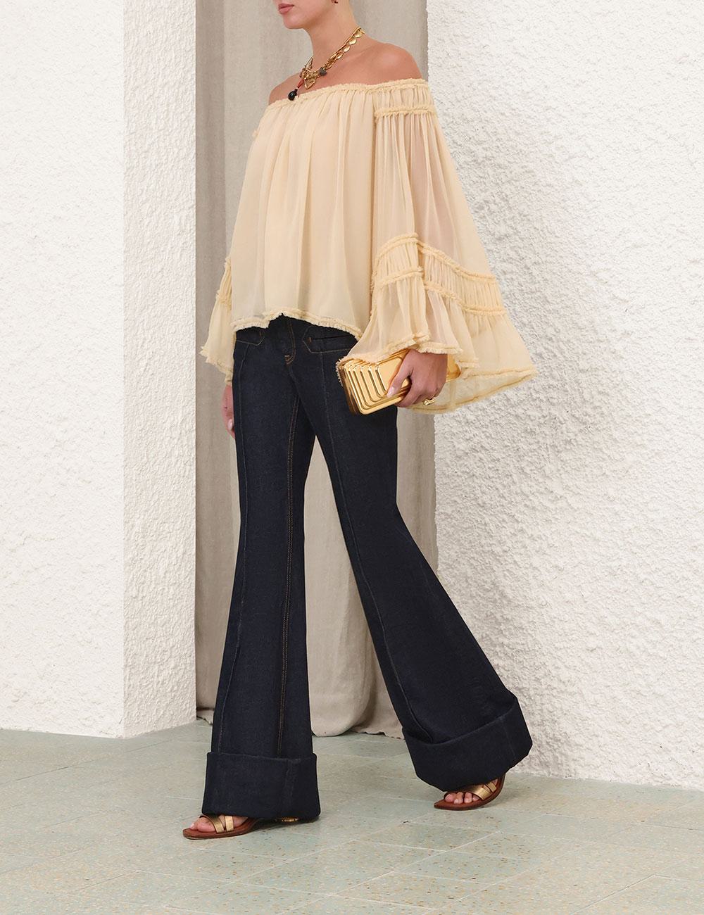 Rebellion Fray Flutter Blouse