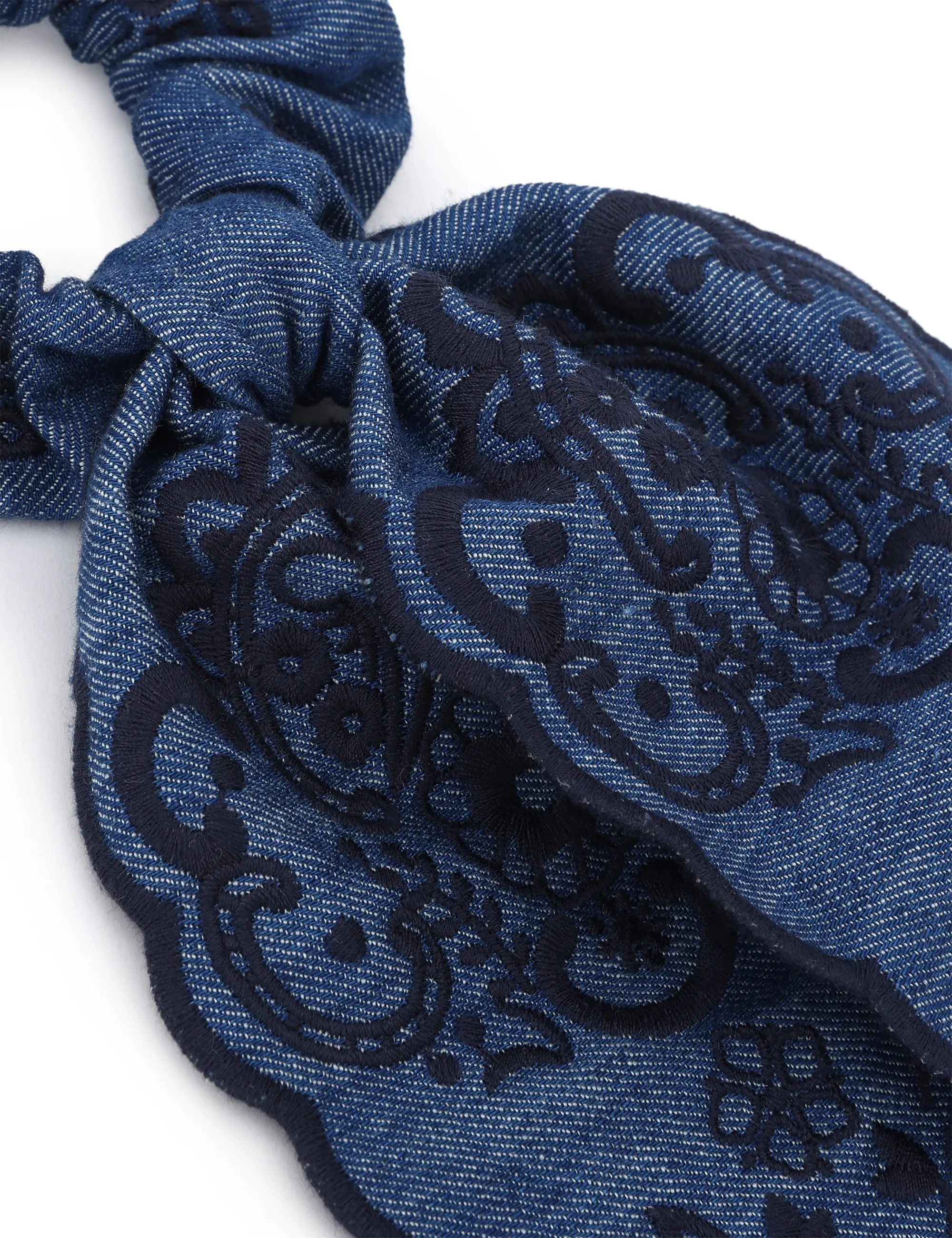 Embroidered Tie Scrunchie