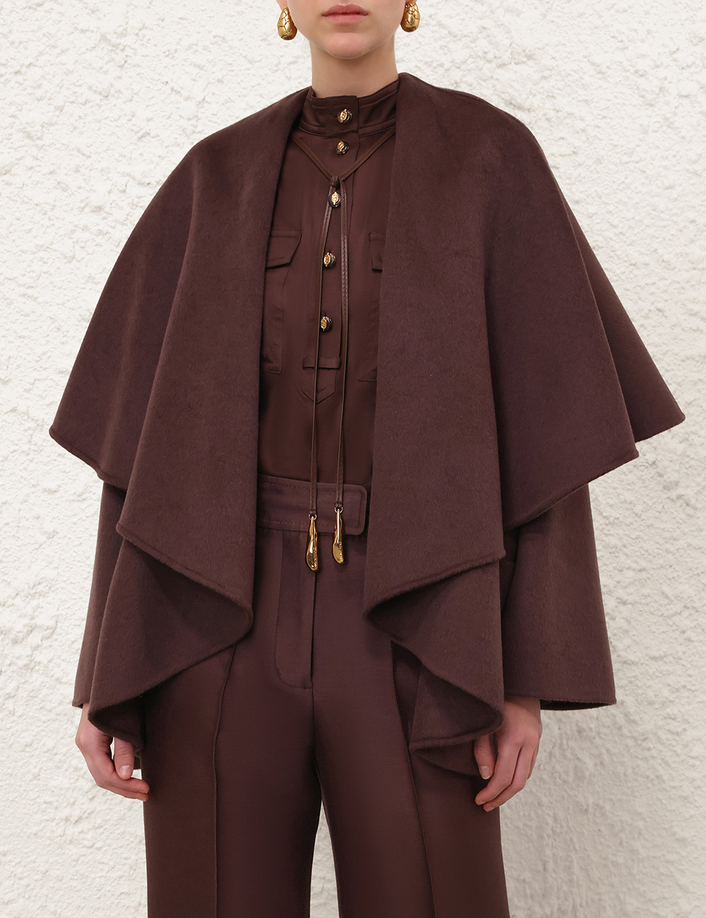 Luna Wool Tie Neck Cape