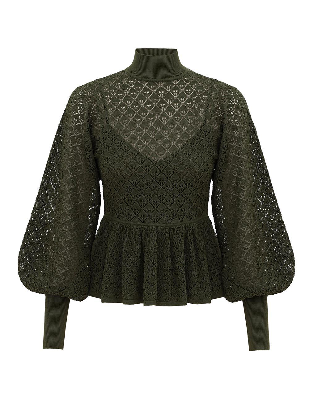 Luna Lace Knit Peplum Blouse
