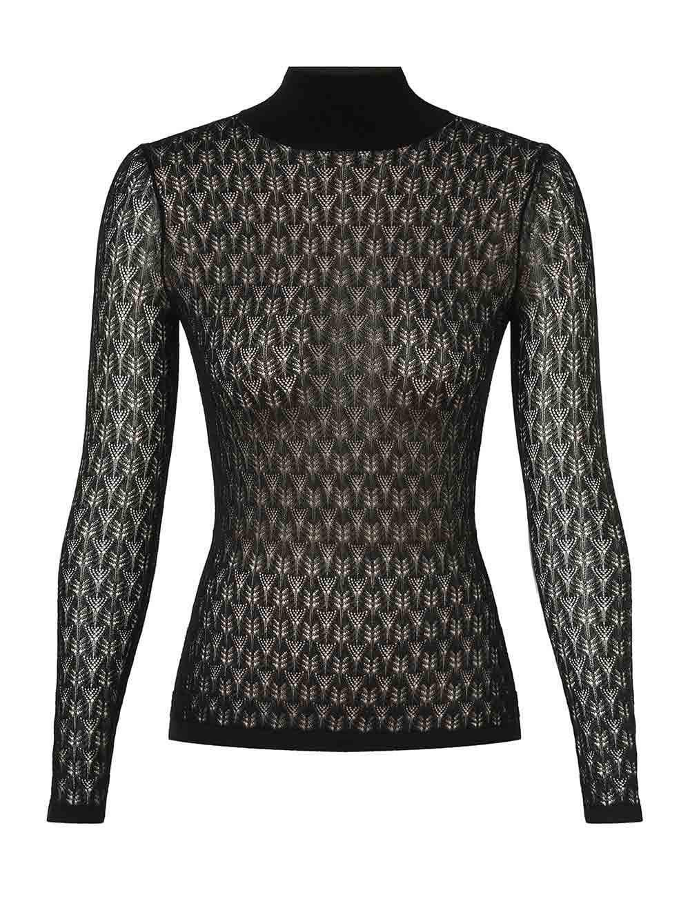 Lace Knit Turtleneck Sweater