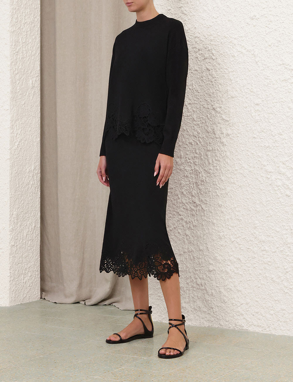 Luna Merino Lace Midi Skirt