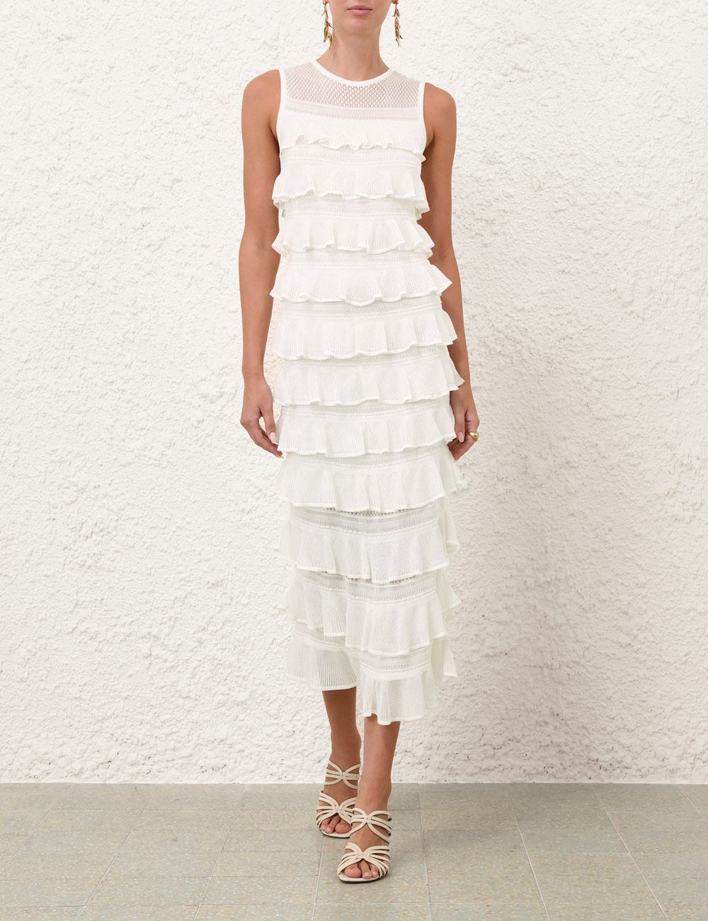 Luna Lace Frill Midi Dress